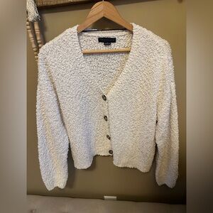 Sanctuary Cream Button-Up Cropped Sweater